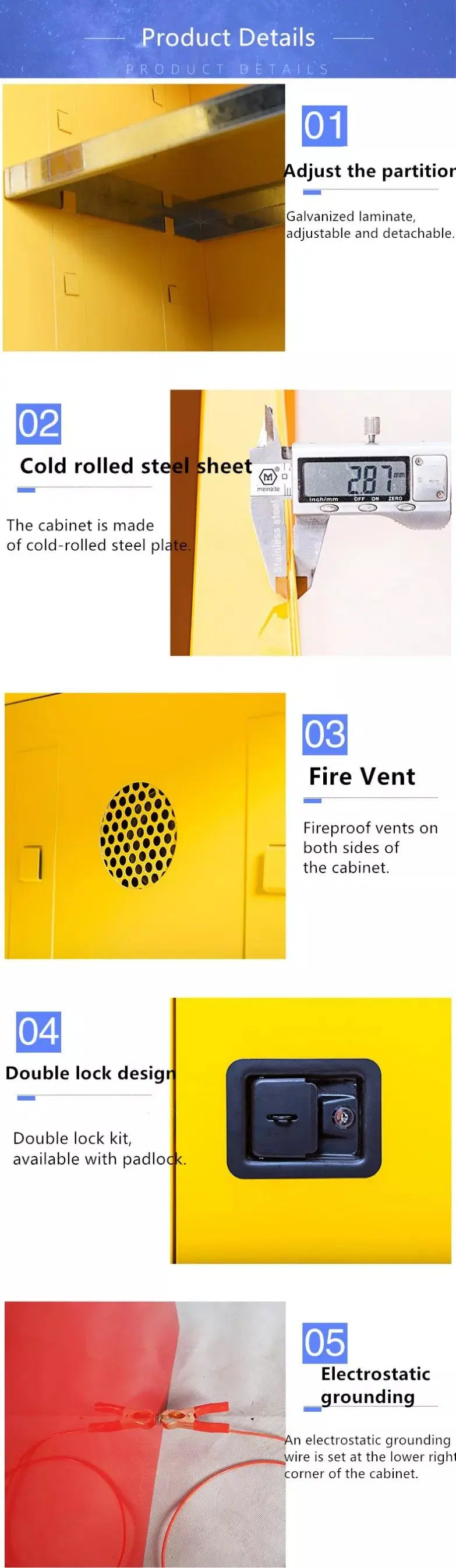 Whole Sales Fire Safety Cabinet for Industry Flammable Cabinet